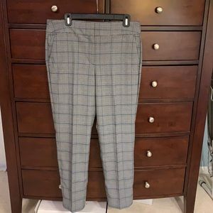 Loft Outlet Modern Skinny Ankle black, white & blue plaid dress pants sz 10
